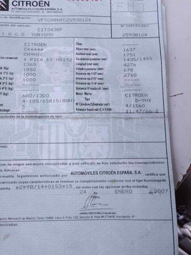 CITROEN XSARA PICASSO — vehículo donante para recambios 