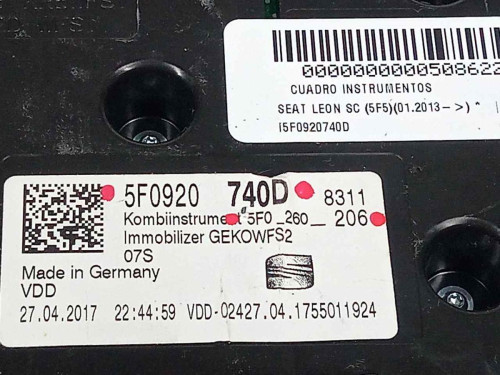  CUADRO INSTRUMENTOS, SEAT, LEON SC (5F5) 