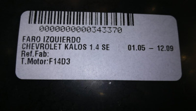 FARO IZQUIERDO, CHEVROLET, KALOS
