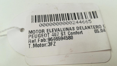  MOTOR ELEVALUNAS DELANTERO IZQUIERDO Peugeot 407 