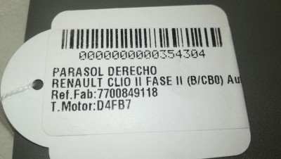 PARASOL DERECHO, RENAULT, CLIO II FASE II (B/CB0)