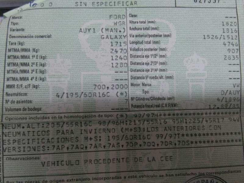  FORD GALAXY (VY) 