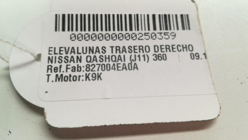  ELEVALUNAS TRASERO DERECHO NISSAN QASHQAI (J11E) 