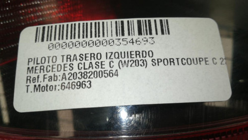 PILOTO TRASERO IZQUIERDO Mercedes-Benz CLASE C (BM 203) SPORTCOUPE 