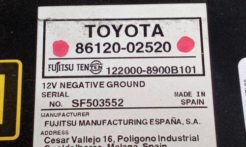 SISTEMA AUDIO / RADIO CD Toyota AURIS (E15) 