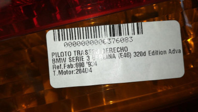 PILOTO TRASERO DERECHO, BMW, SERIE 3 BERLINA (E46)
