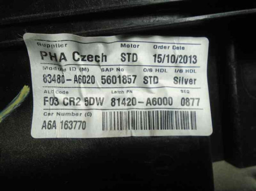  ELEVALUNAS TRASERO DERECHO HYUNDAI I30 (GD) 