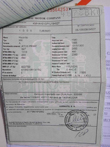 HYUNDAI ATOS (MX) — vehículo donante para recambios 
