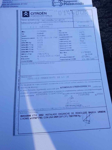 CITROEN C5 BERLINA — vehículo donante para recambios 