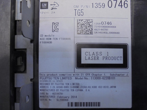  SISTEMA AUDIO / RADIO CD Opel INSIGNIA BERLINA 