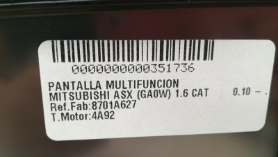 PANTALLA MULTIFUNCION, MITSUBISHI, ASX (GA0W)
