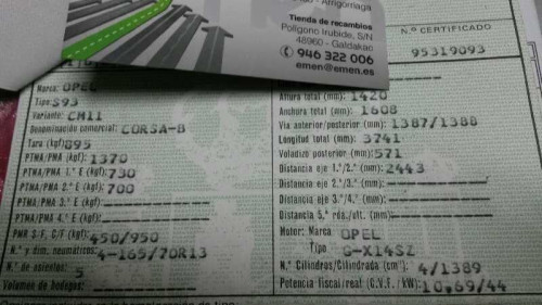  OPEL CORSA B 