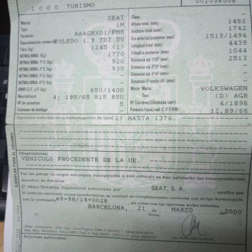  SEAT TOLEDO (1M2) 