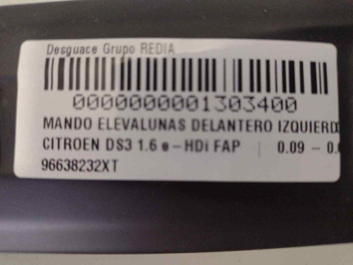  MANDO ELEVALUNAS DELANTERO IZQUIERDO CITROEN DS3 