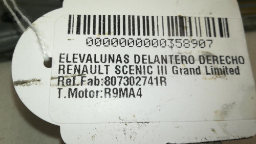  ELEVALUNAS DELANTERO DERECHO Renault SCENIC III (JZ) 