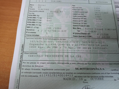 MG ROVER ROVER 45 (RT) — автомобиль-донор на запчасти 