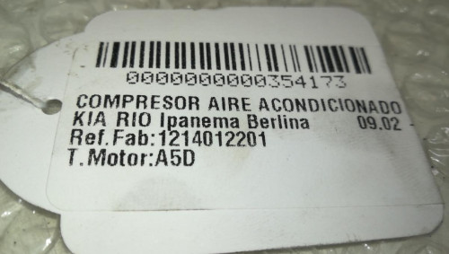 COMPRESOR AIRE ACONDICIONADO Kia RIO (BC) 