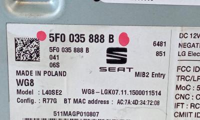 SISTEMA AUDIO / RADIO CD, SEAT, IBIZA BERLINA (6J5)