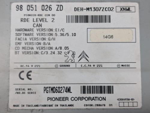  SISTEMA AUDIO / RADIO CD Peugeot 208 