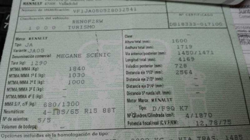 RENAULT SCENIC I (JA...) — автомобиль-донор на запчасти 