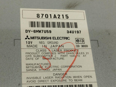 SISTEMA AUDIO / RADIO CD, MITSUBISHI, OUTLANDER (CW0)