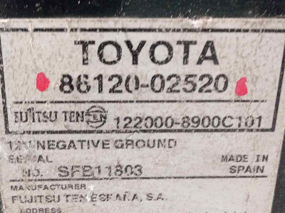 SISTEMA AUDIO / RADIO CD, TOYOTA, AURIS (E15)