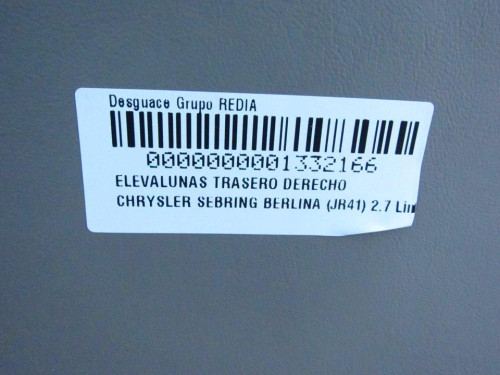  ELEVALUNAS TRASERO DERECHO CHRYSLER SEBRING JR 41 BERLINA 