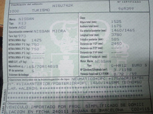 NISSAN MICRA (K13K/KK) 