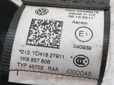 CINTURON SEGURIDAD TRASERO DERECHO, VOLKSWAGEN, SCIROCCO (137)
