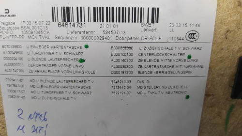 GUARNECIDO PUERTA DELANTERA IZQUIERDA BMW SERIE I3 (I01) 