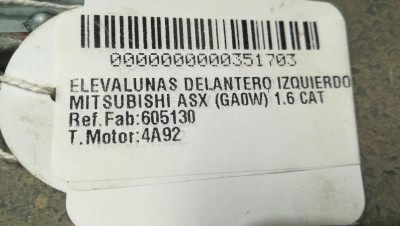ELEVALUNAS DELANTERO IZQUIERDO, MITSUBISHI, ASX (GA0W)