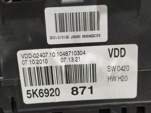  CUADRO INSTRUMENTOS VOLKSWAGEN GOLF VI (5K1)(10.2008) 