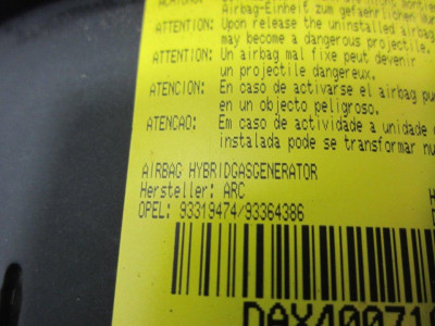 AIRBAG DELANTERO IZQUIERDO, OPEL, MERIVA