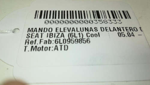 MANDO ELEVALUNAS DELANTERO DERECHO SEAT IBIZA (6L1) 