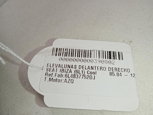  ELEVALUNAS DELANTERO DERECHO SEAT IBIZA (6L1) 