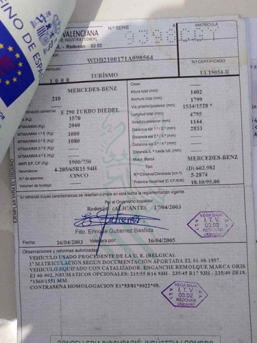 MERCEDES-BENZ CLASE E (BM 210) BERLINA — Donor Vehicle for Used Parts 