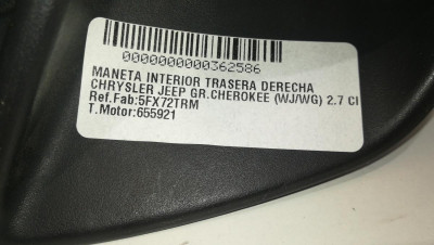 MANETA INTERIOR TRASERA DERECHA, CHRYSLER, JEEP GR.CHEROKEE (WJ/WG)