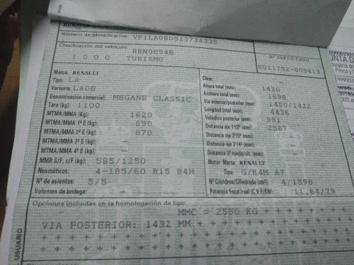  RENAULT MEGANE I FASE 2 CLASSIC (LA...) 