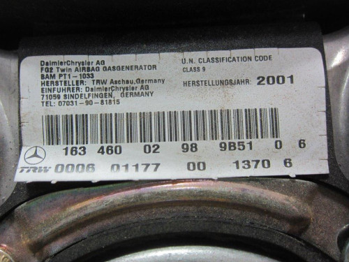  AIRBAG DELANTERO IZQUIERDO, MERCEDES-BENZ, CLASE ML (BM 163) 