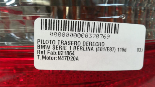  PILOTO TRASERO DERECHO BMW SERIE 1 BERLINA (E81/E87) 