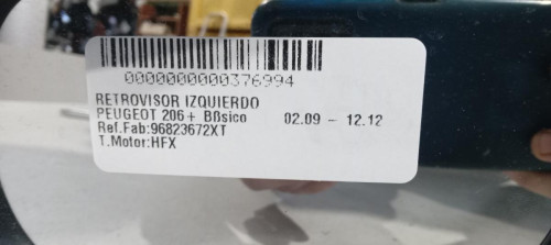  RETROVISOR IZQUIERDO, PEUGEOT, 206 + 