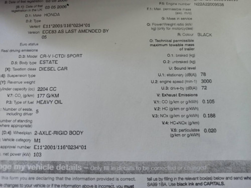 HONDA CR-V (RD8) — vehículo donante para recambios 