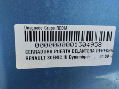 CERRADURA PUERTA DELANTERA DERECHA, RENAULT, SCENIC III (JZ)