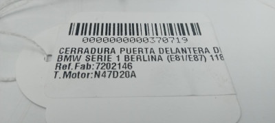 CERRADURA PUERTA DELANTERA DERECHA, BMW, SERIE 1 BERLINA (E81/E87)