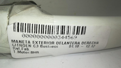 MANETA EXTERIOR DELANTERA DERECHA, CITROEN, C3