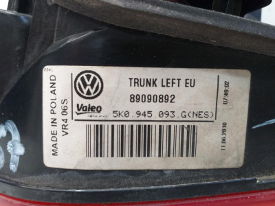 PILOTO TRASERO IZQUIERDO INTERIOR, VOLKSWAGEN, GOLF VI (5K1)(10.2008)