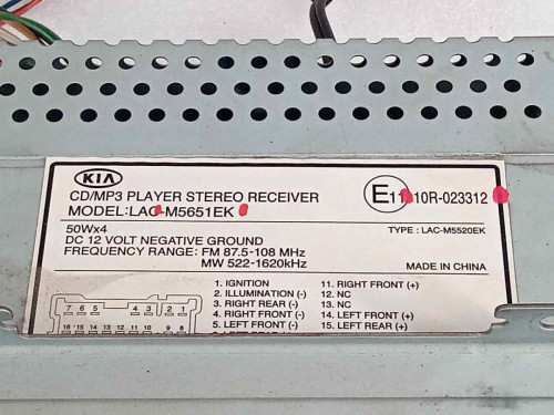  SISTEMA AUDIO / RADIO CD KIA RIO (JB) 