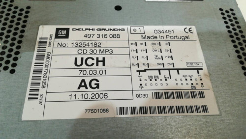  SISTEMA AUDIO / RADIO CD Opel CORSA D 