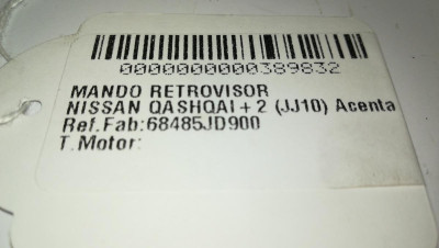 MANDO RETROVISOR, NISSAN, QASHQAI +2 (JJ10)