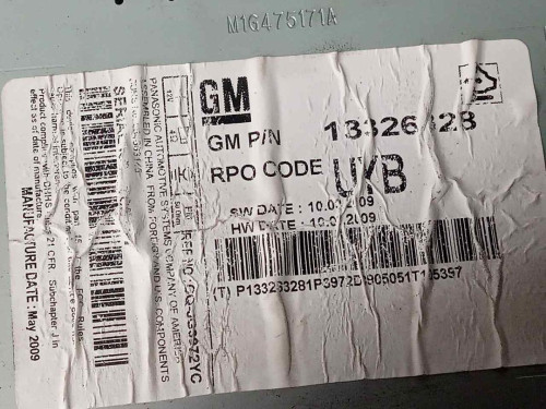  SISTEMA AUDIO / RADIO CD CHEVROLET CRUZE 